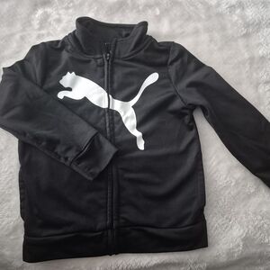 Puma Black Kids Full-Zip Jacket with White Puma Logo